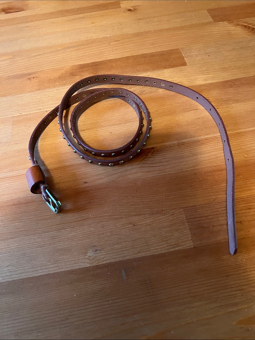 Leather Studded Women’s Belt - Brown